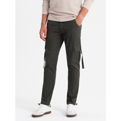Ombre Men's STRAIGHT LEG cargo pants with striped pockets - graphite Cene