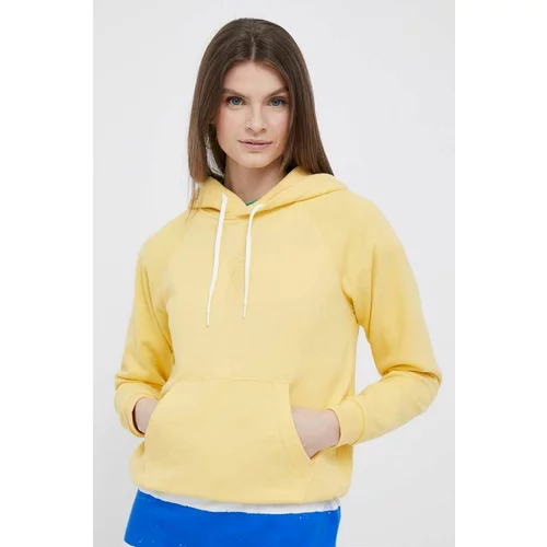 Polo Ralph Lauren Bombažen pulover ženska, rumena barva, s kapuco