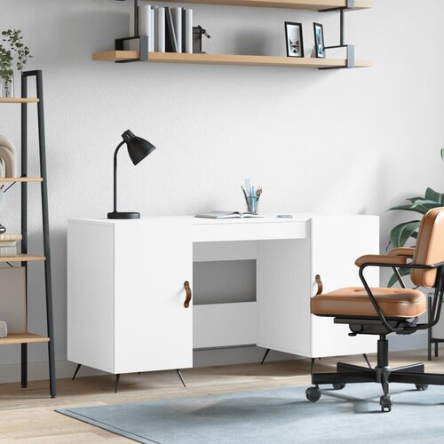 vidaXL Pisalna miza bela 140x50x75 cm inženirski les Cene