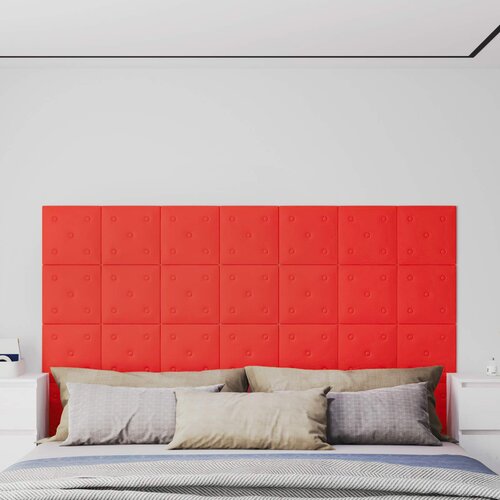  Zidna uzglavlja 12 pcs Crvena 30 x 30 cm Lažna koža Cijene