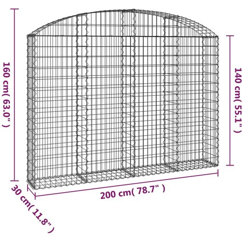  Gabionska ko&amp;scaron;ara s lukom 200x30x140/160 cm pocinčano željezo Slike