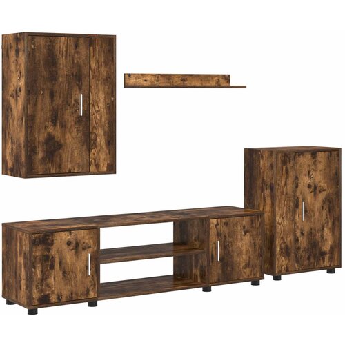  Set TV komoda Zidne 4 pcs Dimljeni hrast Konstruirano drvo Slike