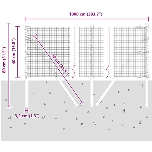 VidaXL zavarena žičana ograda sa 7 stubova 0.4x10 m pocinčani čelik Slike
