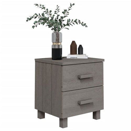  Noćni ormarići HAMAR 2 kom svjetlosivi 40x35x44,5 cm borovina Slike