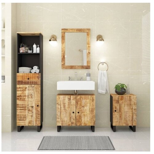 vidaXL 4-dijelni set kupaonskog namještaja od masivnog drva manga Cene