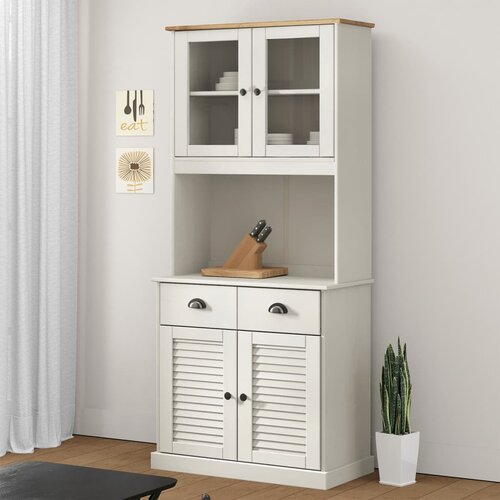 VidaXL Visoka komoda VIGO bijela 78 x 40 x 175 cm od masivne borovine Slike