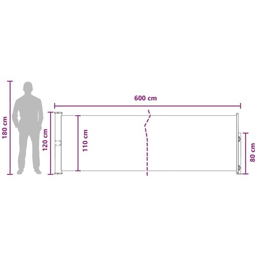  Retraktabilna bočna tende Sivosmeđa 600 x 117 cm Poliester - Sivosmeđa 117 x 600 cm Slike