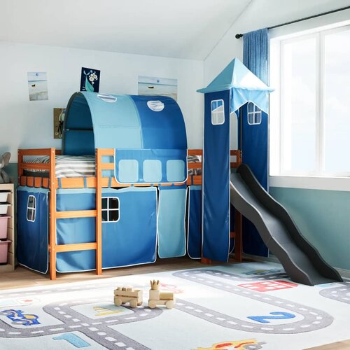 VidaXL Otro&amp;scaron;ki pograd s stolpom moder 90x200 cm trdna borovina Slike