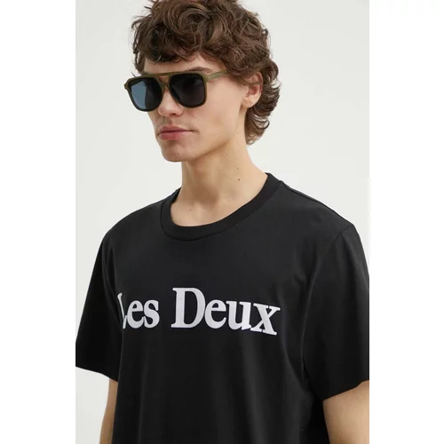 Les Deux Bombažna kratka majica moška, črna barva, LDM101180