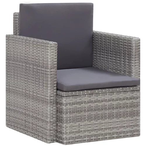 vidaXL Vrtna stolica od poliratana s jastucima siva