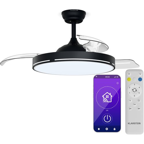 Klarstein AirFold | Inteligentni stropni ventilator | Sklopive lopatice | Prigušivo LED svjetlo | Smart Cijene