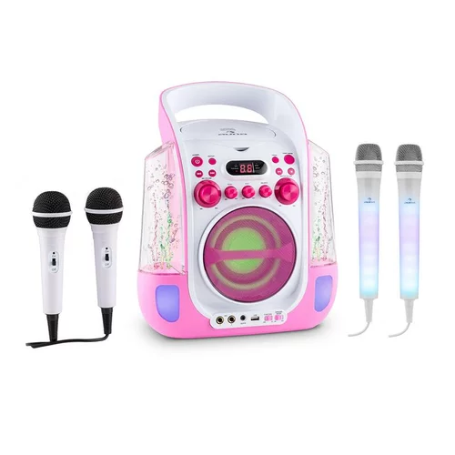 Auna Kara Liquida roza barva + Dazzi set mikrofonov, naprava za karaoke, mikrofon, LED osvetlitev