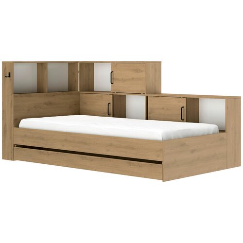 MID.YOU POSTELJA S PREDALOM 90 cm x 200 cm , bela, hrast artisan Cene