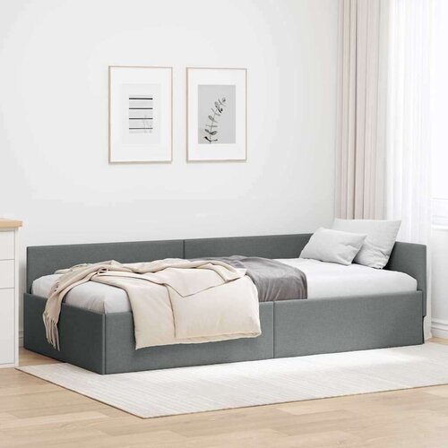 vidaXL Kotna postelja Temno siva 100 x 200 cm Tkanina in oblikovan les Cene