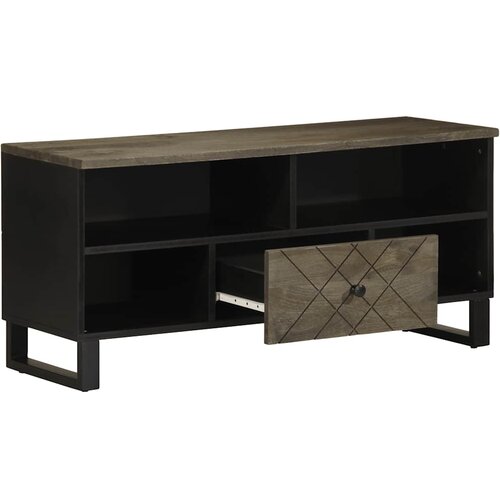 Maison Chic TV omarica - TV enota - Televizijska omarica črna 100x33x46 cm trden mangov les, (21699973) Slike