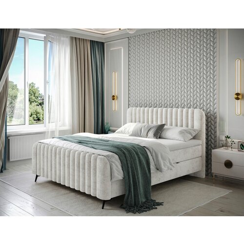 MID.YOU POSTELJA Z VZMETNICO 180 cm x 200 cm , les, tekstil, leseni material bež Slike