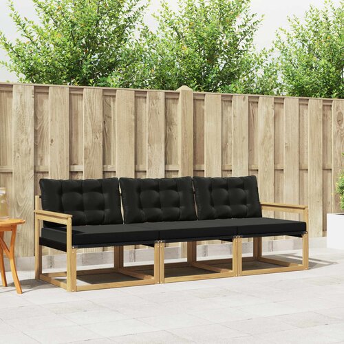  Set vanjskih sofa s jastukom 3 pcs Bijela i crna Slike