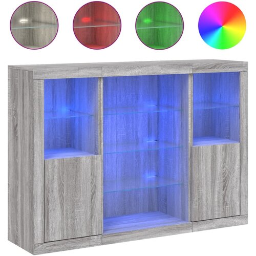 Maison Chic Komoda - Predalnik z LED lučkami 3 kosi siva sonoma inženirski les, (21720026) Cene