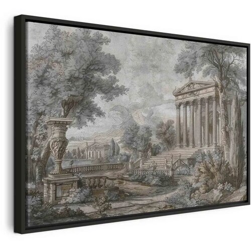  Slika - Temple on a hill - Greek architecture in subdued colours 60x40 U crnom drvenom okviru Cene