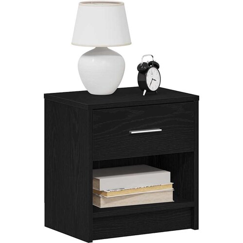 Noćni ormarić s ladicom crni 39x28x41 cm Slike