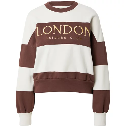Abercrombie & Fitch Sweater majica 'DOLMAN SUNDAY CRE' smeđa / zlatna / bijela