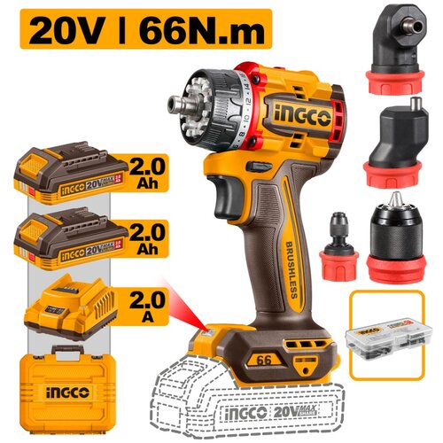 INGCO - SUPER INGCO Akumulatorska bu&scaron;ilica sa izmenjivim nastavcima CDLI206686E 66Nm SUPER INGCO Cene