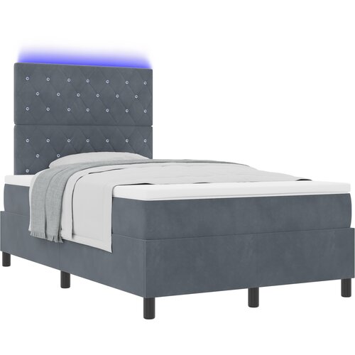 vidaXL okvir kreveta s madracem i LED svjetlom tamno sivi 120x190 cm baršun Cijene