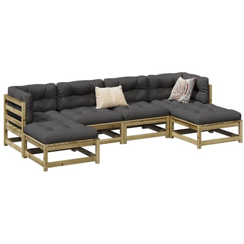 VidaXL 6-dijelni set vrtnih sofa od impregnirane borovine s jastucima Slike