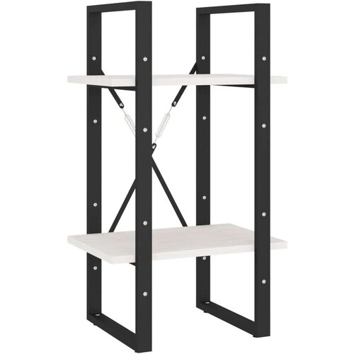 VidaXL Knjižna omara 2-nadstropna bela 40x30x70 cm trdna borovina Slike