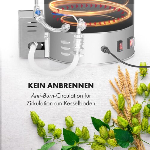 Klarstein Brauheld Pro, kotel za slad, 3300 W, 45 L, 30 - 100 &amp;deg;C, obtočna črpalka, plemenito jeklo Slike