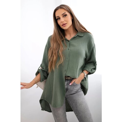 Kesi Włoski Cotton muslin shirt khaki Cijene
