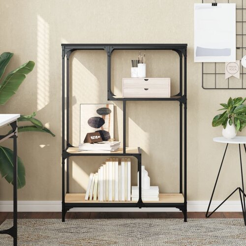 VidaXL Knjižna polica sonoma hrast 81x36x115 cm inž. les in jeklo Slike