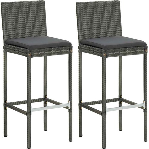  3-dijelni vrtni barski set od poliratana s jastucima sivi Siva 70 cm table length Slike