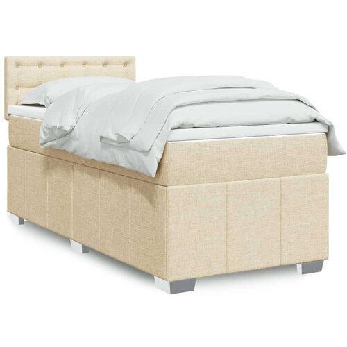 vidaXL Box spring postelja z vzmetnico krem 90x200 cm blago Cene
