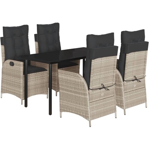  5-dijelni vrtni blagovaonski set od poliratana s jastucima sivi Siva 140 x 70 x 74 cm Slike