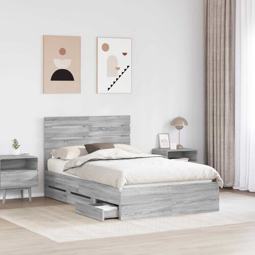  Krevetna konstrukcija Siva Sonoma 120 x 190 cm Inženjersko Drvo 196 x 123 x 100 cm Slike