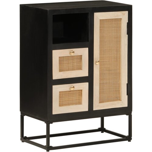 VidaXL Komoda crna 55 x 30 x 76 cm od masivnog drva manga i željeza Slike