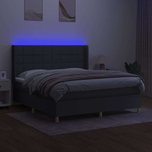 Box spring s madracem LED tamnosivi 160x200 cm tkanina Slike