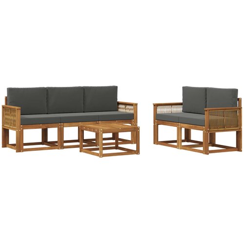  Set vanjskih sofa 6 pcs Prirodna i antracit Poliester Cene