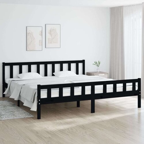  Posteljni okvir črn iz trdnega lesa 160x200 cm, (20606016) Slike