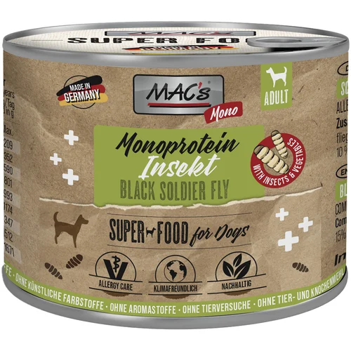 MAC's Ekonomično pakiranje Monoprotein Insects & Superfood 24 x 180 g - Crna vojnička muha (Hermetia illucens)