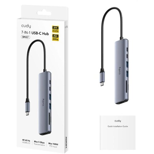 Cudy USB TYPE-C HUB 7-U-1 2X USB-A 3.2, 2X USB-C, 1X HDMI, TF, SD CUDY CD-UH407 Cijene