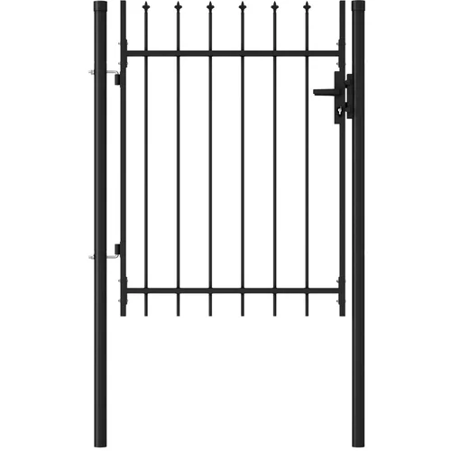 vidaXL Enojna vrata za ograjo koničasta jeklo 1x1,2 m črna