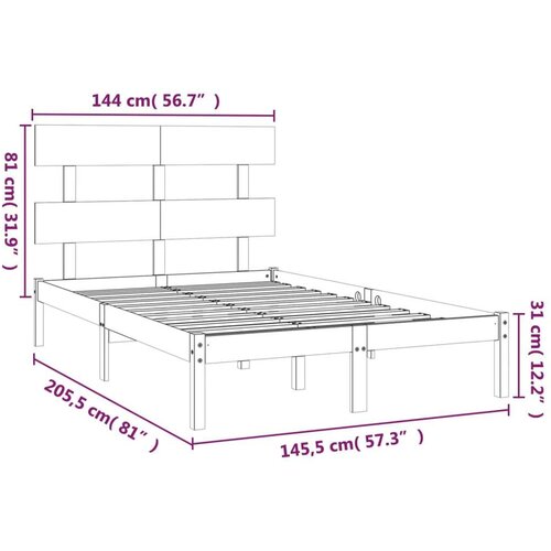  Posteljni okvir črn iz trdnega lesa 140x200 cm, (20684518) Slike