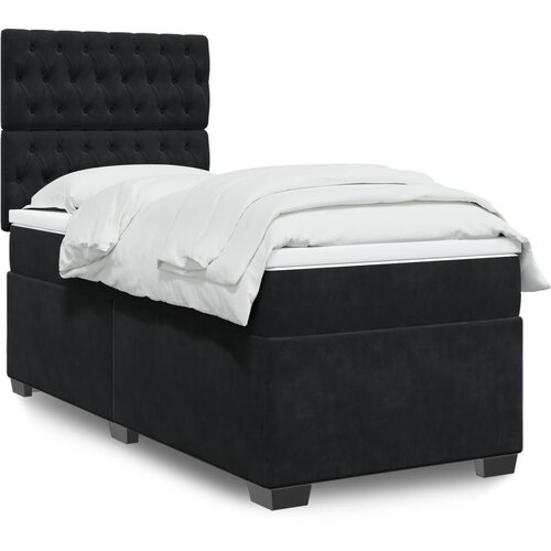 The Living Store Box spring postelja z vzmetnico črn 90x190 cm žamet - Box Spring Postelja, (21428072) Slike