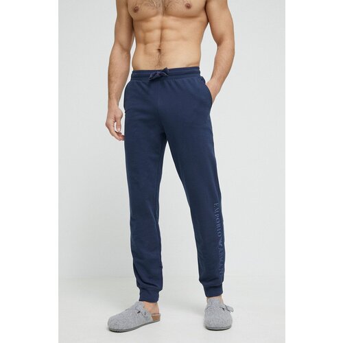 Emporio Armani Underwear Homewear pamučne hlače boja: tamno plava, s tiskom Slike