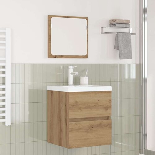 vidaXL Set namještaja za kupaonicu Zidne 3 pcs Crna, hrast i bijela Cene