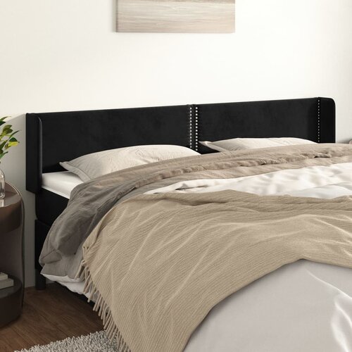 vidaXL Vzglavje z ušesi črn 203x16x78/88 cm žamet Cene