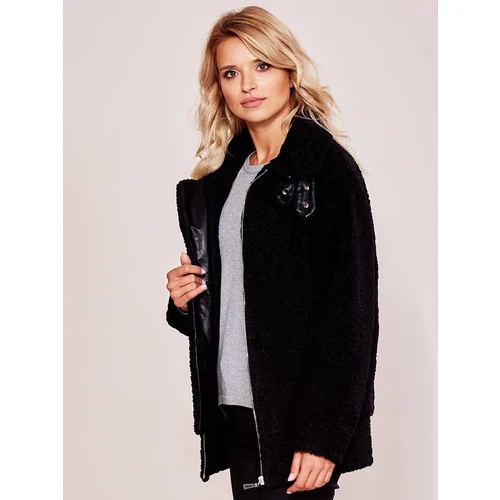 Yups Pilot jacket with sheepskin coat black