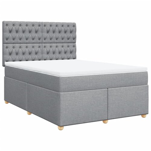 Maison Chic Box spring posteljni - Vzmetna postelja z vzmetnico svetlo siv 140x190 cm blago SL11420, (21904453) Cene